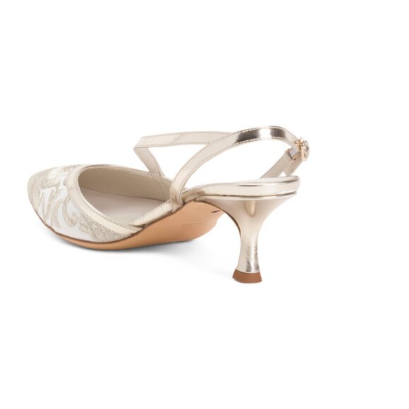 SOMETHING BLEU Platinum Made In Italy Seveyn Slingback Heels - Picture 2 of 2